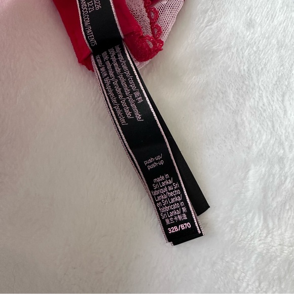 Victoria’s Secret • Very Sexy Lace Push-Up Bra • Pink & Red Mesh • Size 32B - Picture 8 of 13